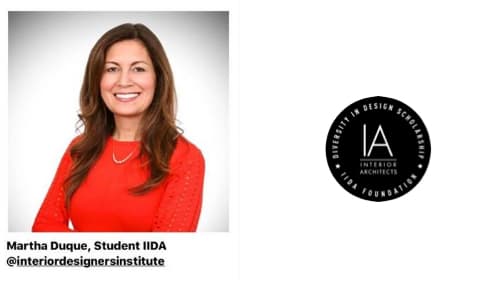 Congratulations to Martha Duque, IDI Bachelor of Arts Degree in Interior Design Student, 2019 IA Interior Architects Diversity In Design Scholarship Recipient