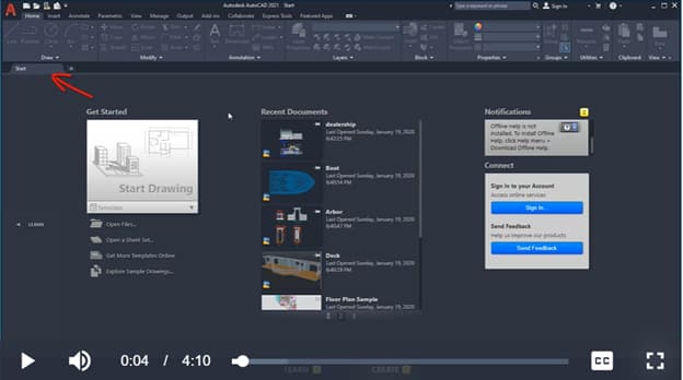 CAD interface and basic drawing tools