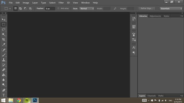 Photoshop interface workspace