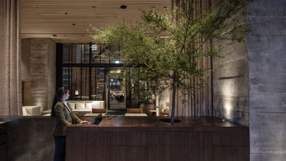 Hotel Britomart rooftop suite with wood paneling