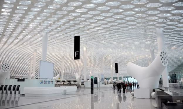 Shenzen Bao'an International Airport inspired by manta ray with white trees for air conditioning