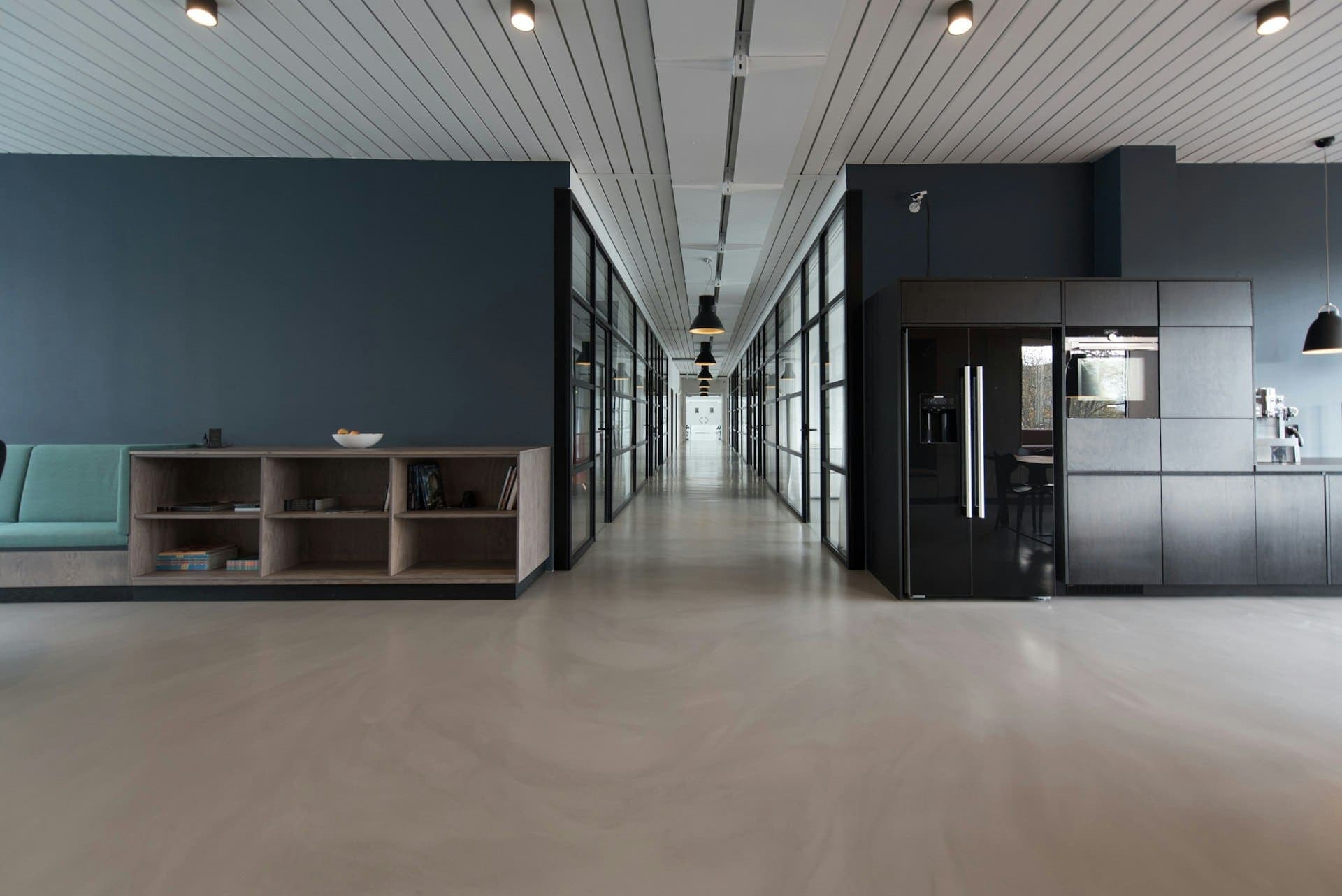 Contemporary corporate office with open floor plan