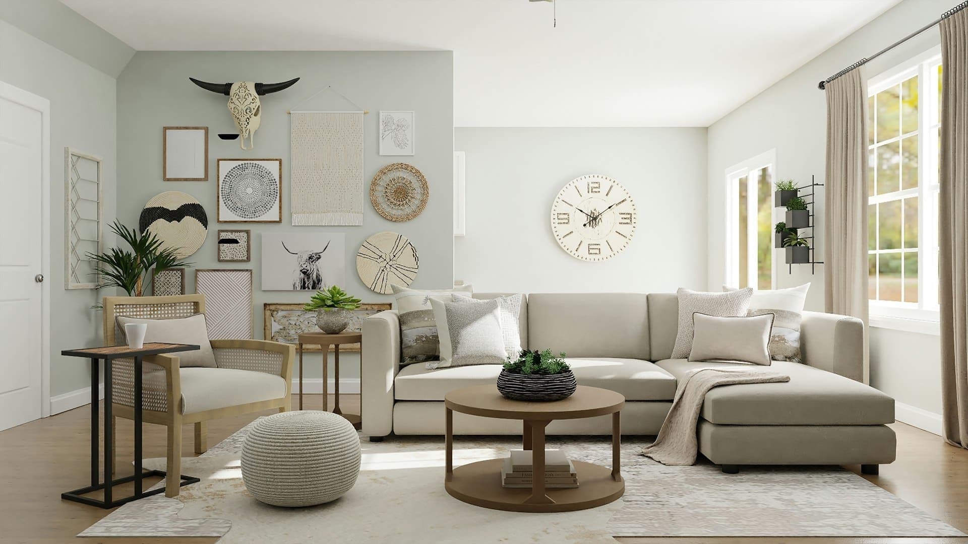 Interior design workspace with creative tools