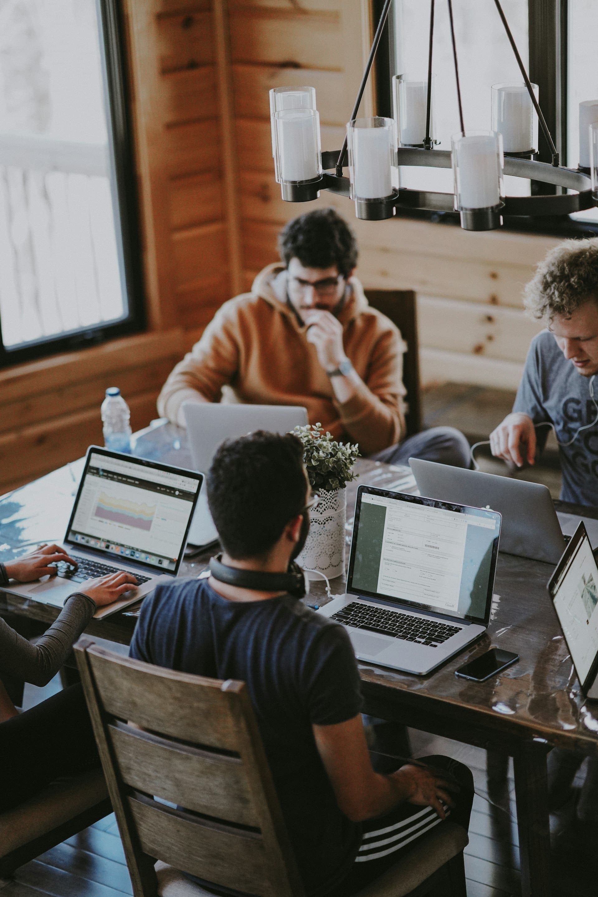 Professional team collaborating in a modern office